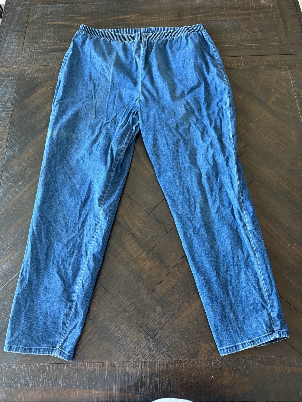 Women's High-Rise Elastic-Waist Blue Jeans